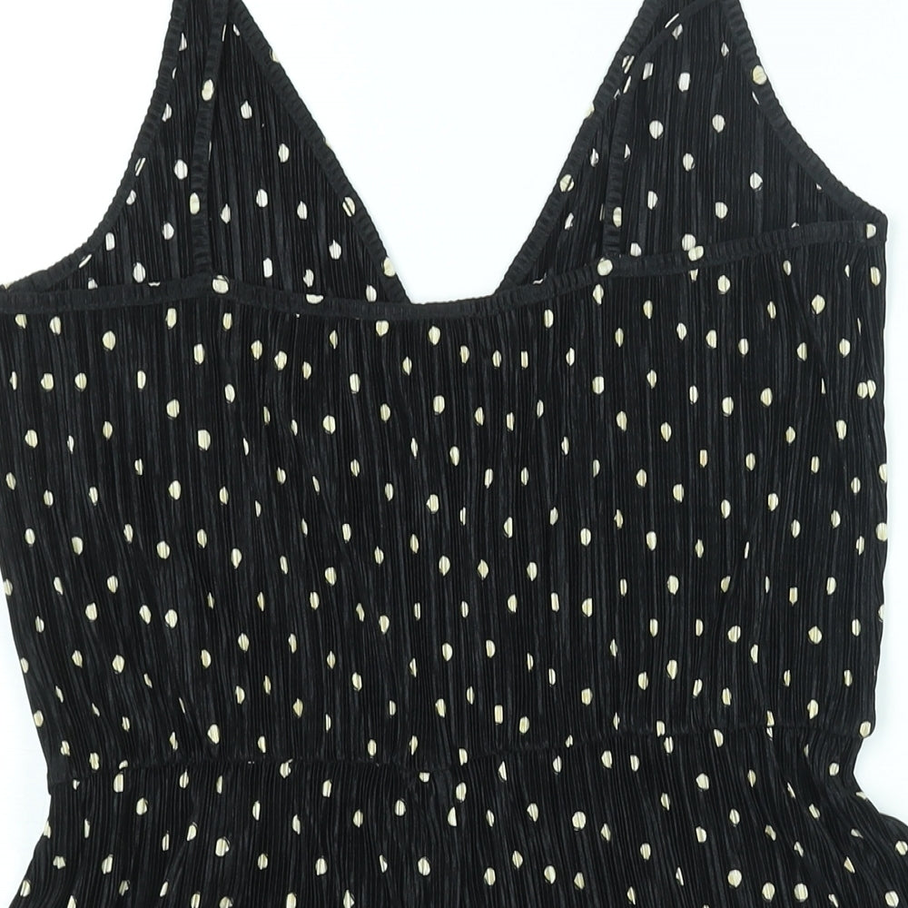 Topshop Womens Black Polka Dot Polyester Playsuit One-Piece Size 12 L3 in Pullover - Plisse