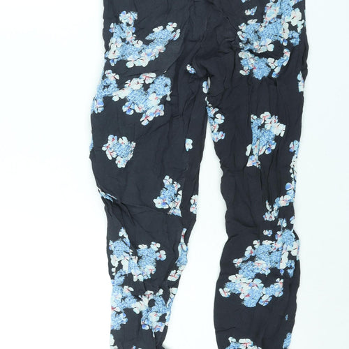 Primrose Park Womens Blue Floral Viscose Trousers Size XS L29 in Regular - Zip Pocket