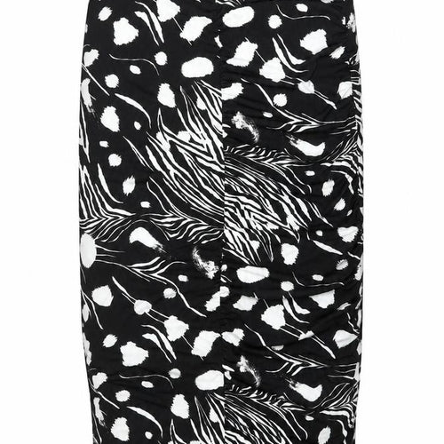 ASOS Womens Black Geometric Polyester Straight & Pencil Skirt Size 14 - Rouched