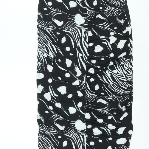 ASOS Womens Black Geometric Polyester Straight & Pencil Skirt Size 14 - Rouched