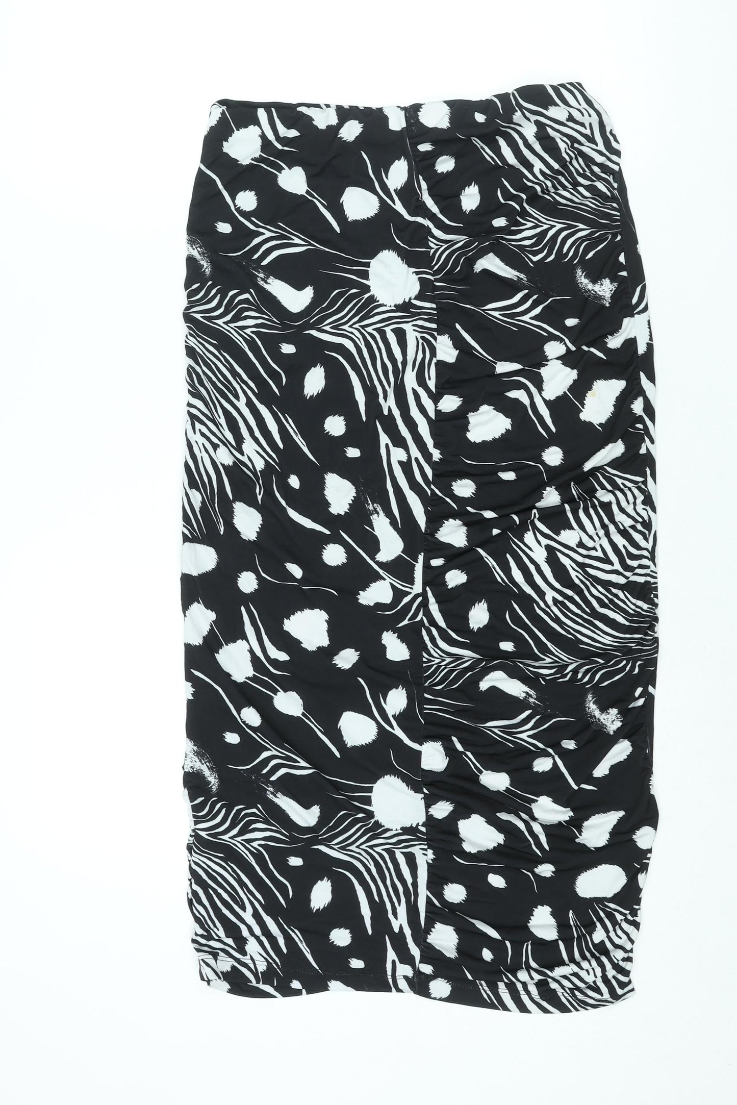 ASOS Womens Black Geometric Polyester Straight & Pencil Skirt Size 14 - Rouched