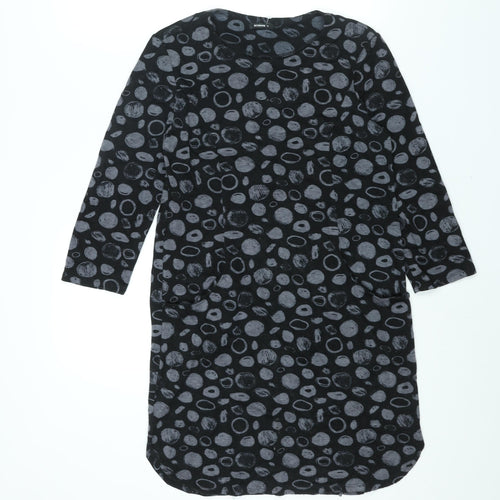 Roman Womens Black Geometric Polyester Shift Size 12 Round Neck Pullover