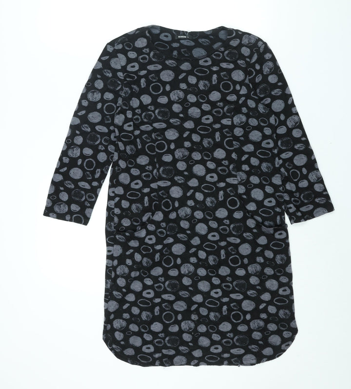 Roman Womens Black Geometric Polyester Shift Size 12 Round Neck Pullover
