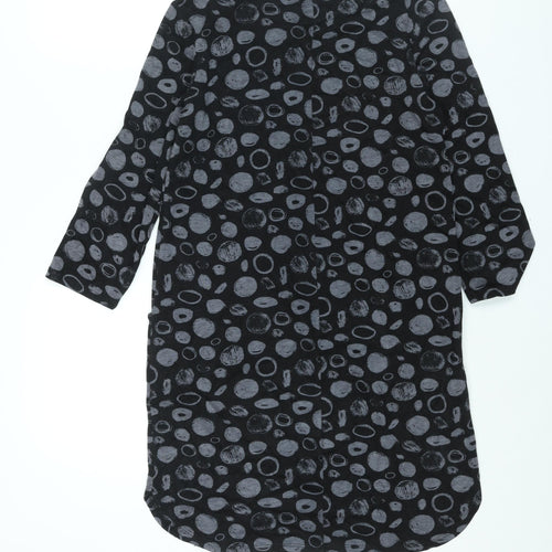 Roman Womens Black Geometric Polyester Shift Size 12 Round Neck Pullover