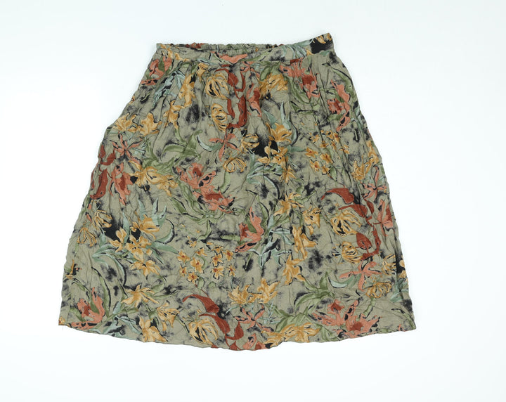 essence Womens Brown Floral Polyester A-Line Skirt Size 32 - Vintage