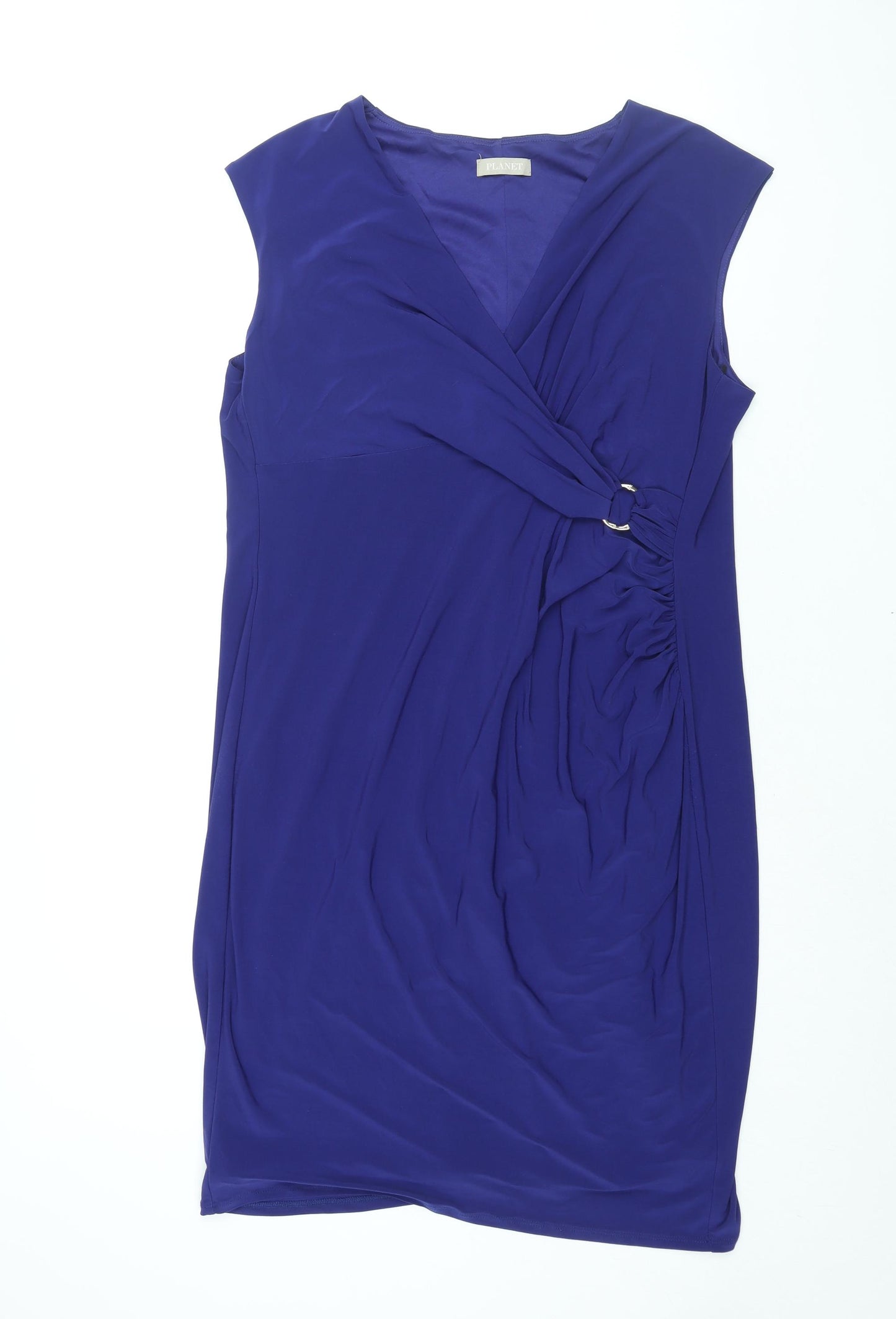 Planet Womens Blue Polyester Shift Size 18 V-Neck Pullover - Buckle Detail