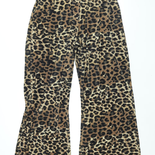 River Island Womens Beige Animal Print Polyester Trousers Size 18 L32 in Regular - Leopard Print Plisse
