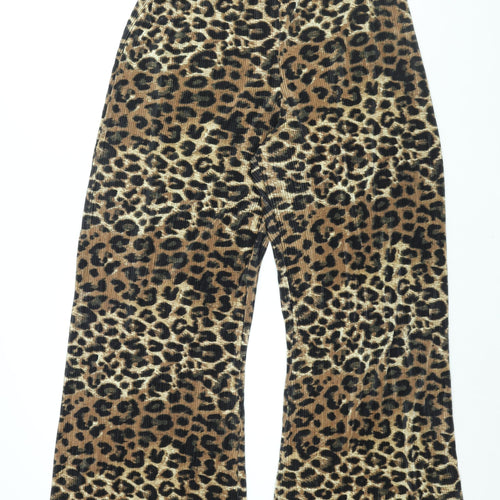 River Island Womens Beige Animal Print Polyester Trousers Size 18 L32 in Regular - Leopard Print Plisse
