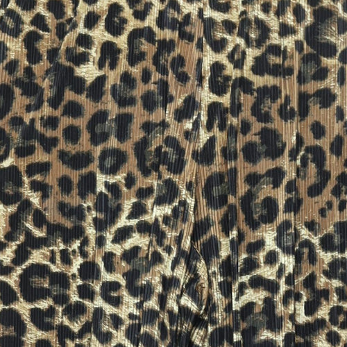 River Island Womens Beige Animal Print Polyester Trousers Size 18 L32 in Regular - Leopard Print Plisse