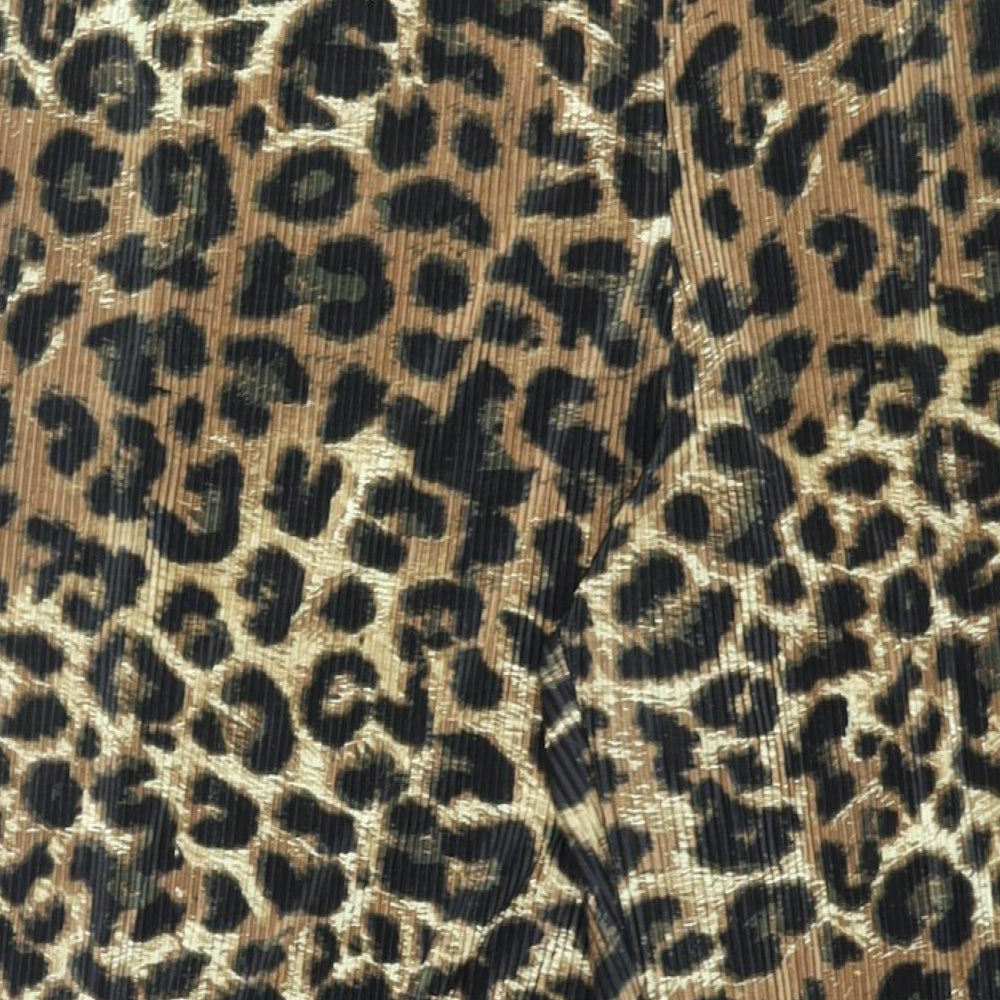 River Island Womens Beige Animal Print Polyester Trousers Size 18 L32 in Regular - Leopard Print Plisse