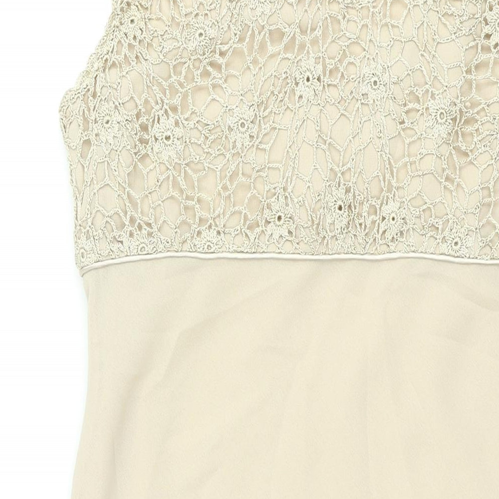 Klass Womens Beige Polyester Shift Size 16 V-Neck Zip - Crochet Bodice