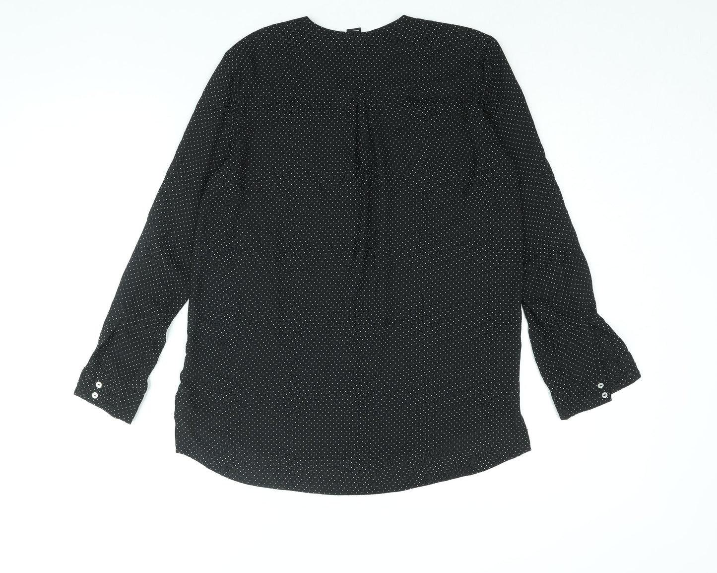 H&M Womens Black Polka Dot Polyester Basic Blouse Size 8 V-Neck