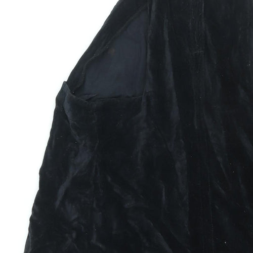 Topshop Womens Black Cotton Pinafore/Dungaree Dress Size 12 Square Neck Hook & Eye