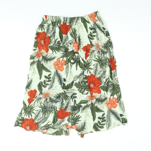 The Collection Womens Green Floral Viscose Peasant Skirt Size 12 Button