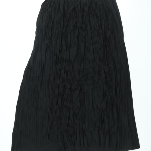 Topshop Womens Black Polyester Pleated Skirt Size 12 - Elasticated Waist