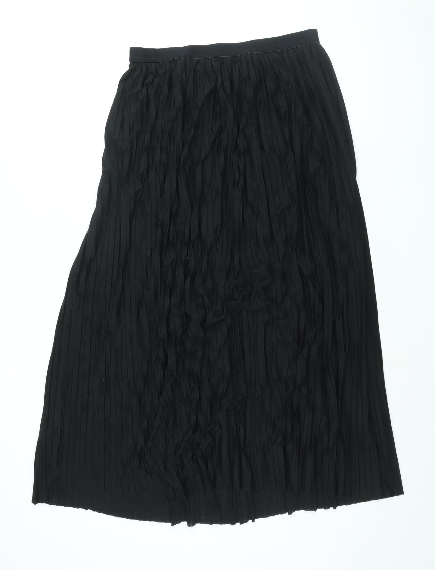 Topshop Womens Black Polyester Pleated Skirt Size 12 - Elasticated Waist