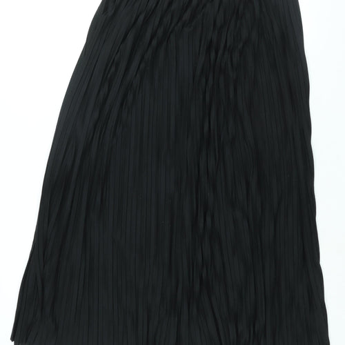 Topshop Womens Black Polyester Pleated Skirt Size 12 - Elasticated Waist