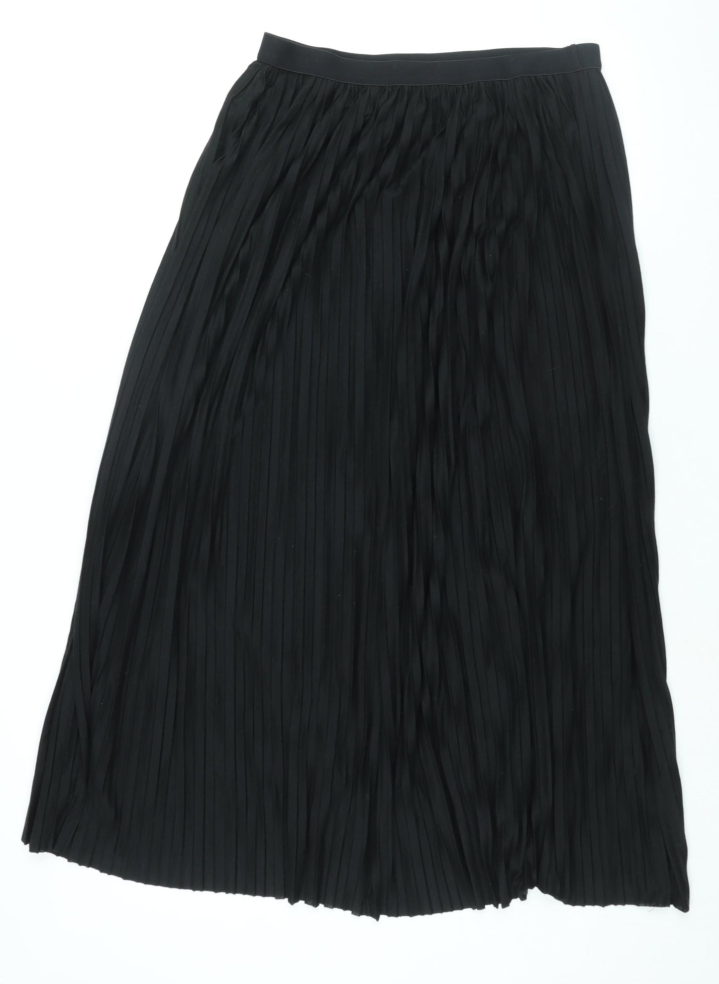 Topshop Womens Black Polyester Pleated Skirt Size 12 - Elasticated Waist