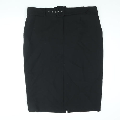 Marks and Spencer Womens Black Polyester Straight & Pencil Skirt Size 20 Zip - Belted