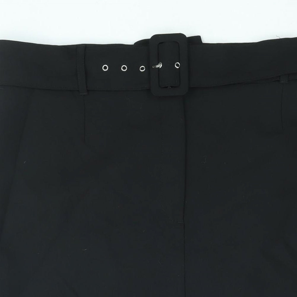 Marks and Spencer Womens Black Polyester Straight & Pencil Skirt Size 20 Zip - Belted