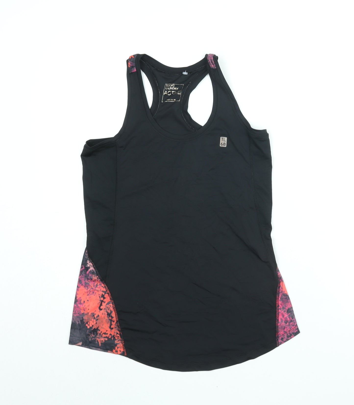 Tokyo Laundry Womens Black Colourblock Polyester Basic Tank Size 8 Scoop Neck Pullover - Geometric Print