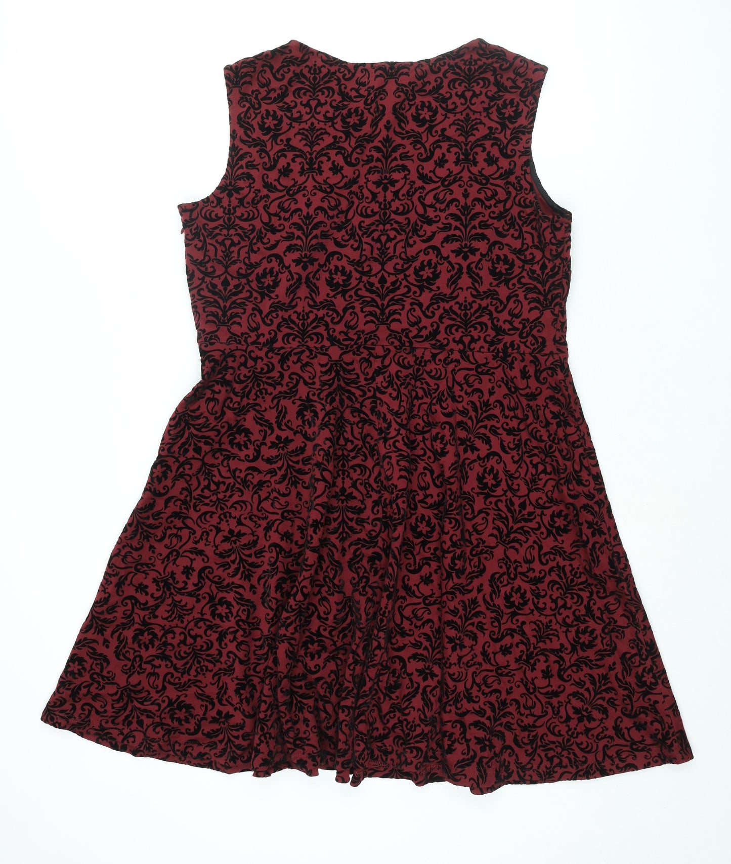 Joe Browns Womens Red Geometric Polyester Fit & Flare Size 18 Round Neck Pullover - Velvet