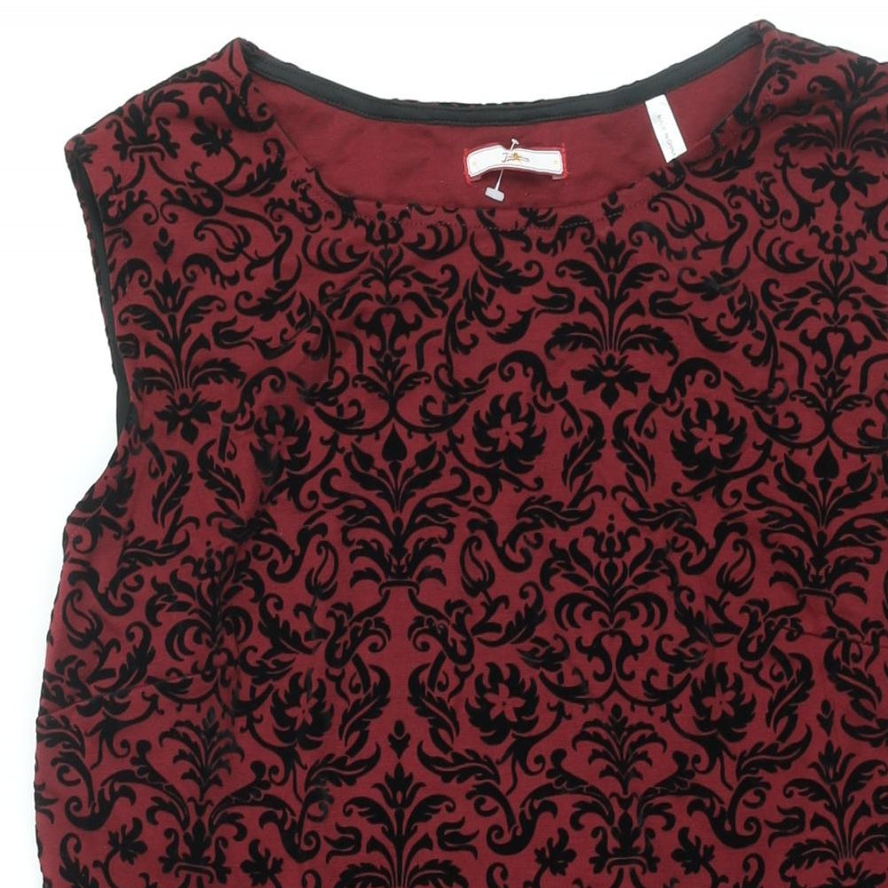 Joe Browns Womens Red Geometric Polyester Fit & Flare Size 18 Round Neck Pullover - Velvet