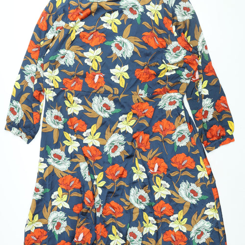 Lovedrobe Womens Multicoloured Floral Polyester Shift Size 26 Mock Neck Zip - Tie