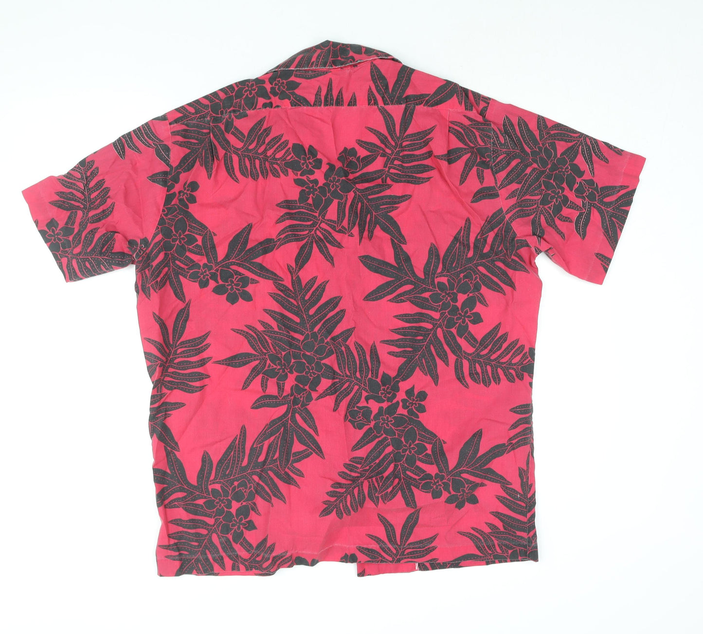 Hilo Hattie Mens Pink Geometric Cotton Button-Up Size L Collared Button - Plant Print Hawaiian