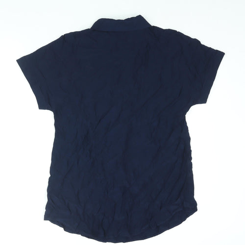 Marks and Spencer Womens Black Viscose Basic Blouse Size 8 Collared