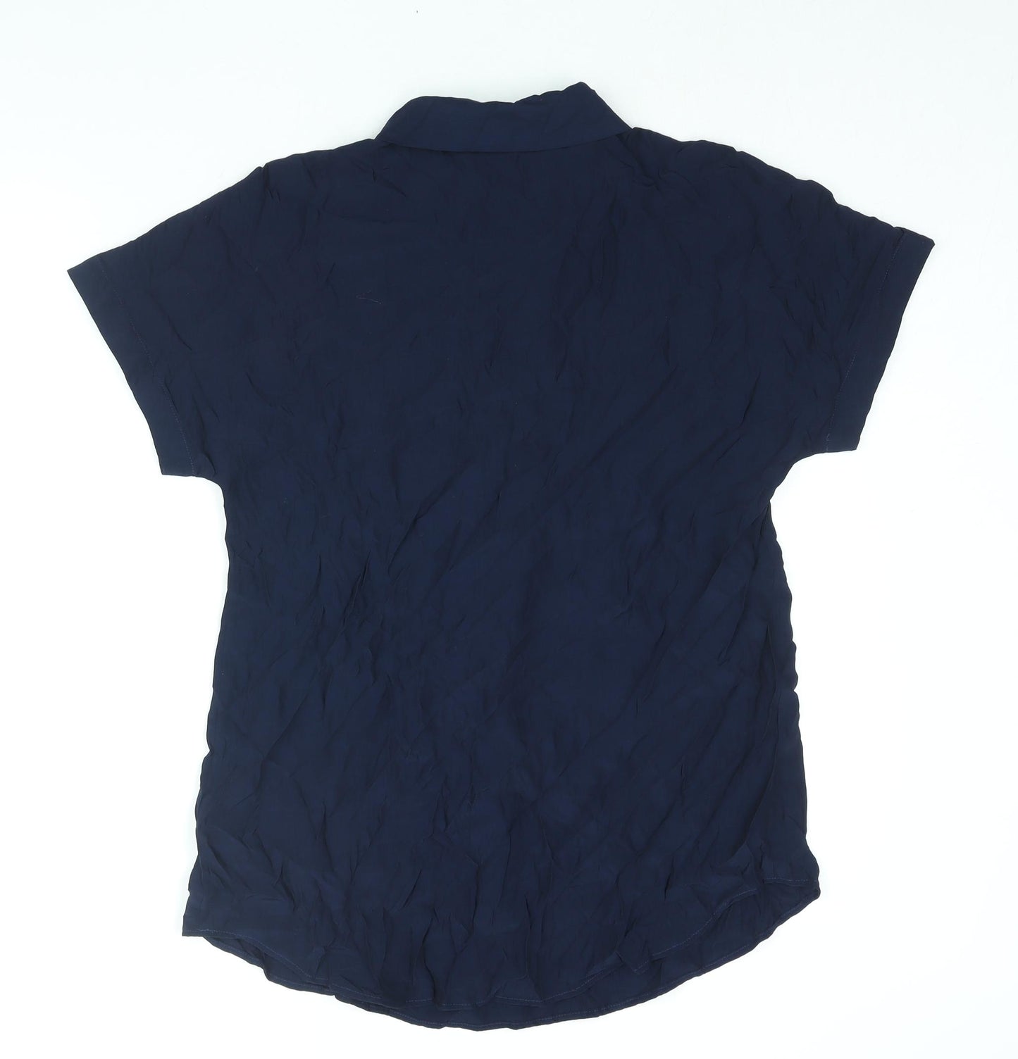 Marks and Spencer Womens Black Viscose Basic Blouse Size 8 Collared