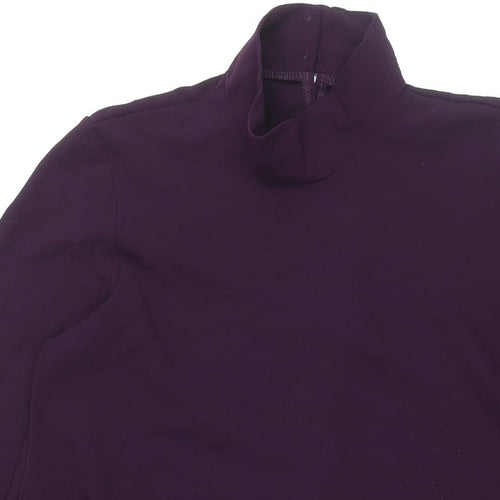 Zack Womens Purple Polyester A-Line Size 10 High Neck Button