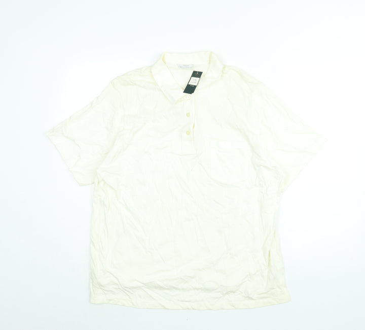 St Michael Womens Ivory Cotton Basic Polo Size 20 Collared - Vintage