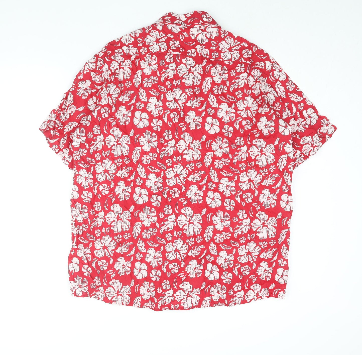 Bar Harbour Mens Red Floral Cotton Button-Up Size XL Collared Button