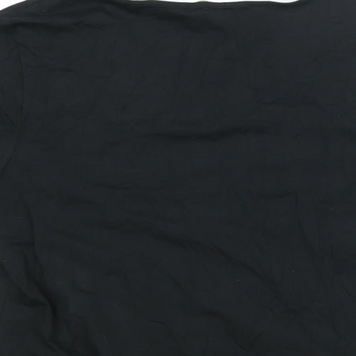 H&M Womens Black Cotton Basic T-Shirt Size XL V-Neck