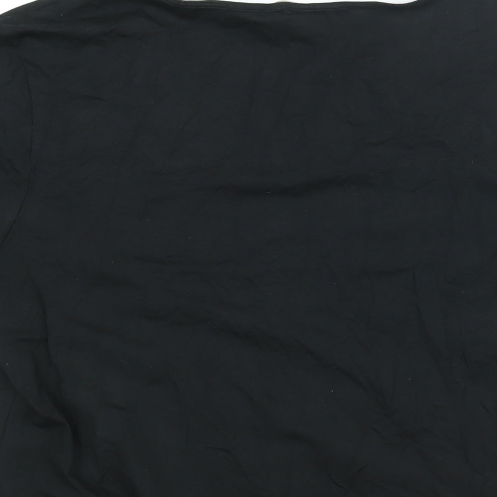 H&M Womens Black Cotton Basic T-Shirt Size XL V-Neck