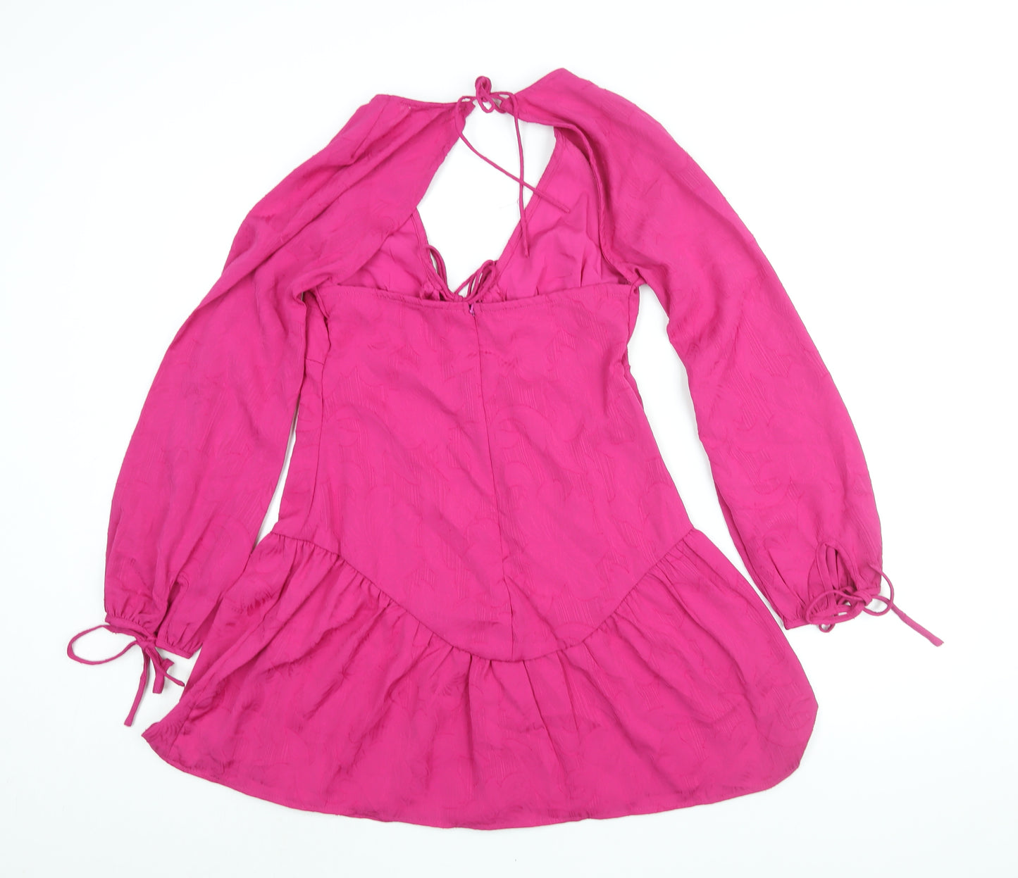 Topshop Womens Pink Polyester Shift Size 10 V-Neck Zip - Tie