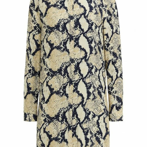 Missguided Womens Beige Animal Print Polyester Shirt Dress Size 8 Mock Neck Button - Snakeskin Print