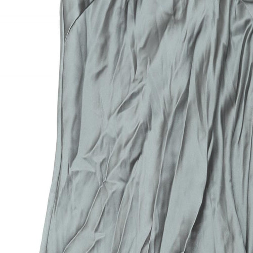 Zara Womens Grey Polyester Slip Dress Size M Round Neck Zip - Backless