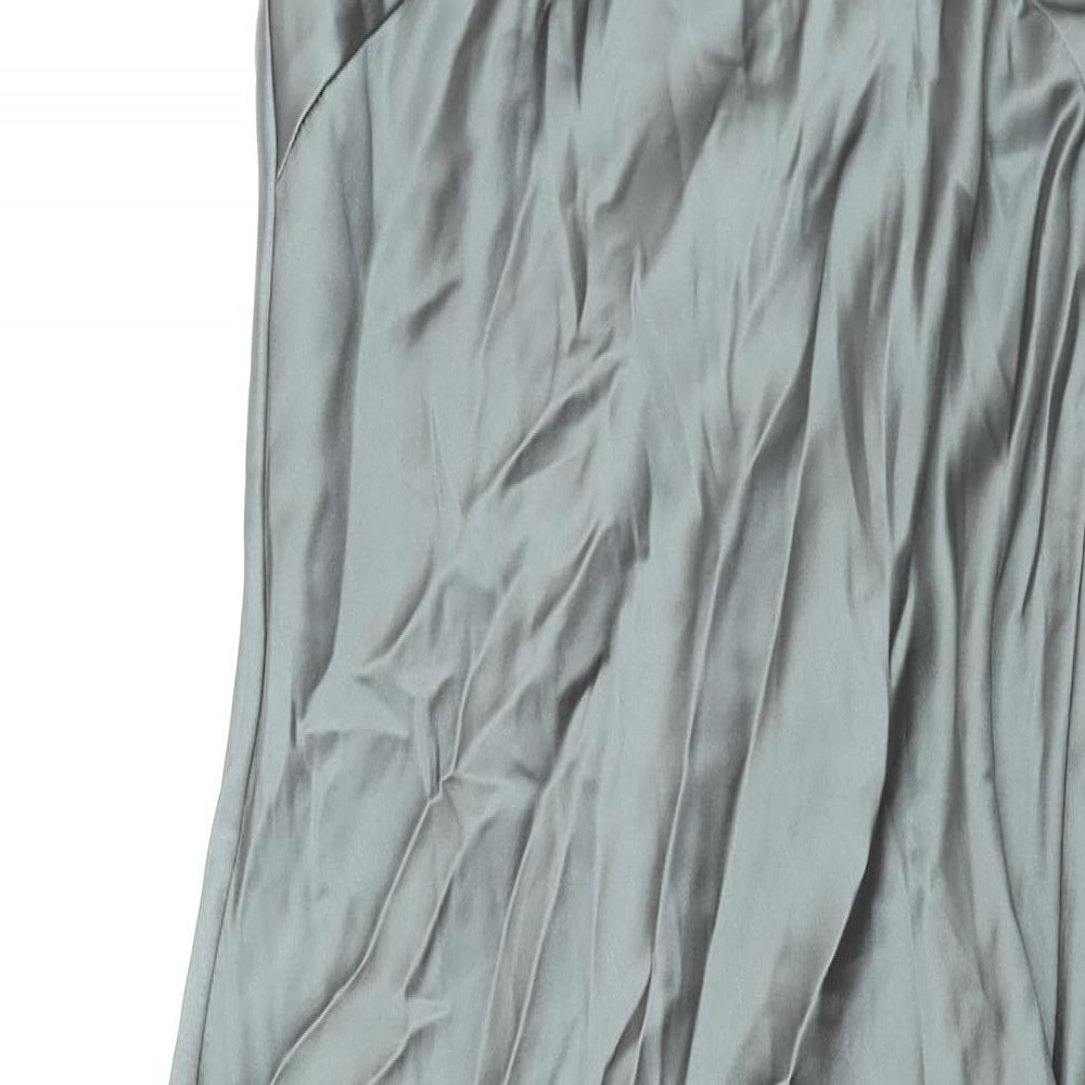 Zara Womens Grey Polyester Slip Dress Size M Round Neck Zip - Backless