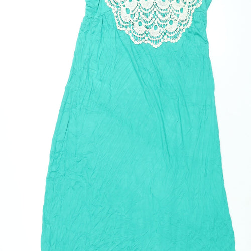 NEXT Womens Green Viscose Maxi Size 18 V-Neck Pullover - Lace Back
