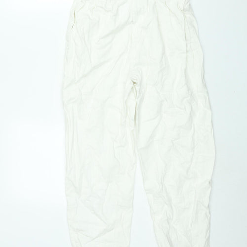 Bershka Womens White Cotton Mom Jeans Size S L24 in Regular Zip - Drawstring