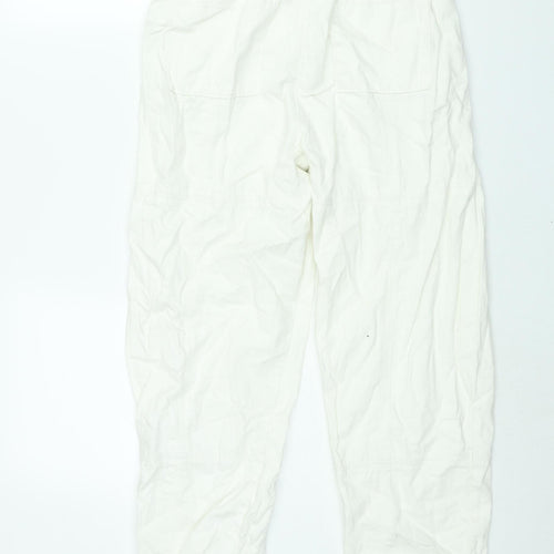 Bershka Womens White Cotton Mom Jeans Size S L24 in Regular Zip - Drawstring