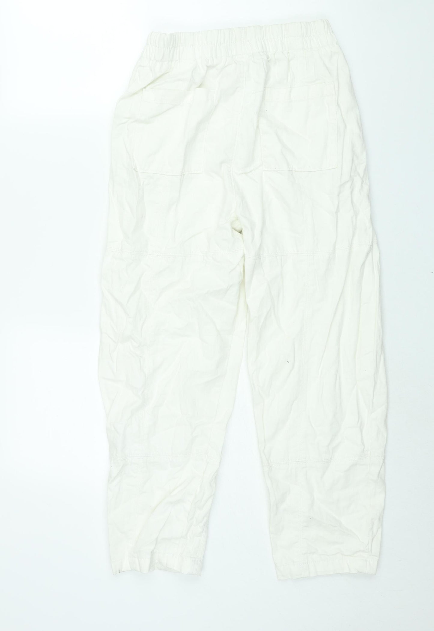 Bershka Womens White Cotton Mom Jeans Size S L24 in Regular Zip - Drawstring