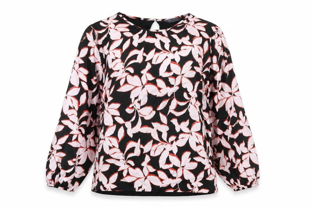 Front view of Marks & Spencer women’s multicoloured viscose basic blouse, size UK 14, round neck - floral print