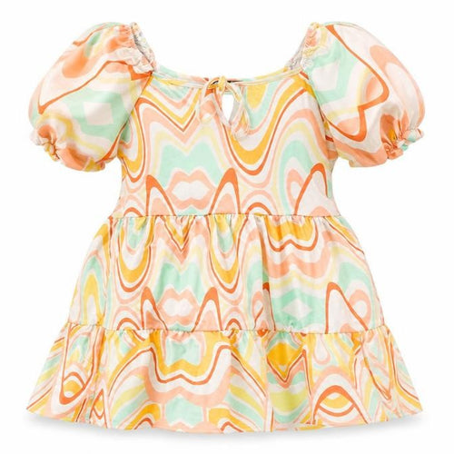 I SAW IT FIRST Womens Multicoloured Geometric Polyester A-Line Size 16 Scoop Neck Tie - Smocked