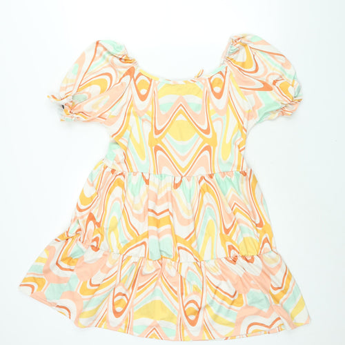 I SAW IT FIRST Womens Multicoloured Geometric Polyester A-Line Size 16 Scoop Neck Tie - Smocked