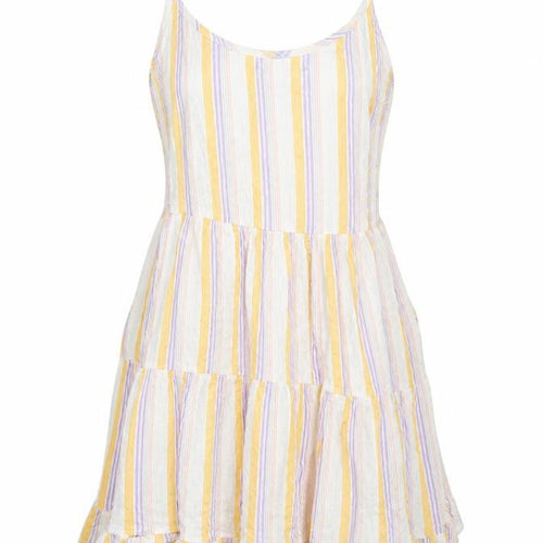 New Look Womens Multicoloured Striped Viscose Tank Dress Size 14 Scoop Neck Pullover - Smocked