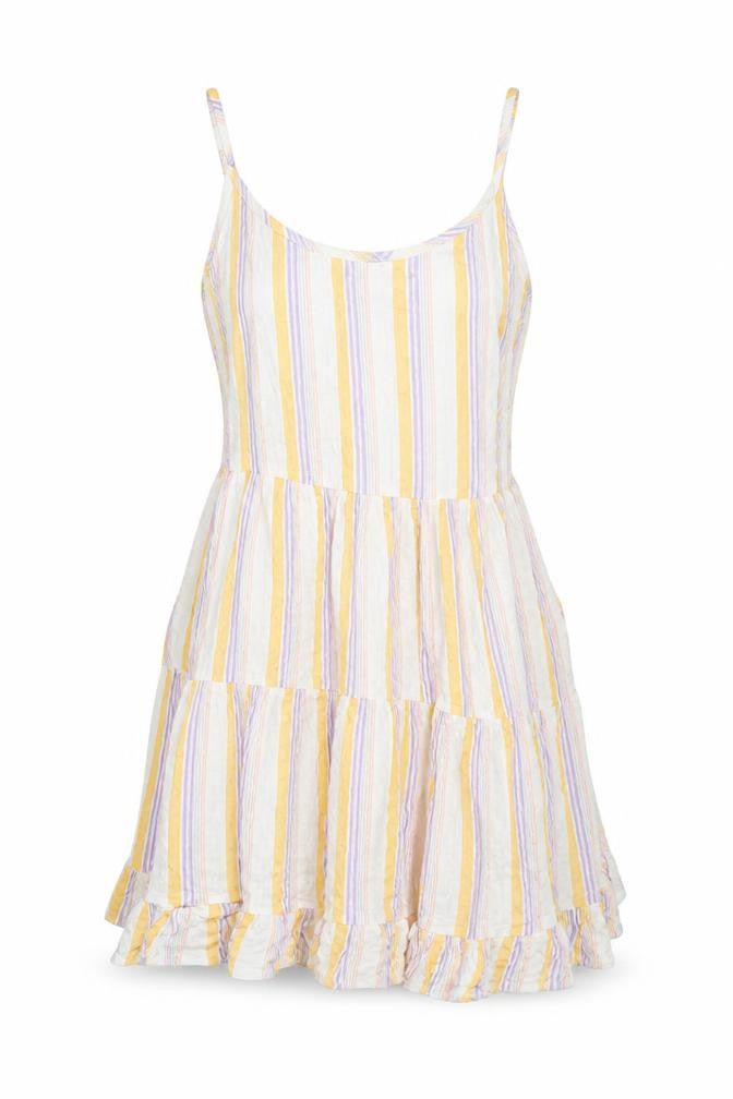 New Look Womens Multicoloured Striped Viscose Tank Dress Size 14 Scoop Neck Pullover - Smocked