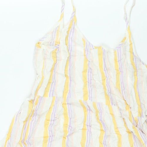 New Look Womens Multicoloured Striped Viscose Tank Dress Size 14 Scoop Neck Pullover - Smocked
